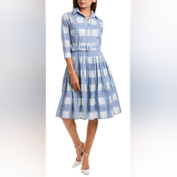 Samantha Sung Audrey Blue Cross Dotted Dress - Picture 1 of 13